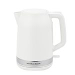 Hamilton Beach Ella Cordless Kettle, 1.7L, Boil Dry Protection, Auto Shut Off, Detachable Filter, Lift & Grip Handle, Push Button Lid, Water Level Window, UK Strix Technology - HBK3045MC, Matte White