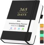 Planner, Undated Daily Planner with To Do List, 365 Days Planner for ADHD Adult, Agenda for Women Men, Hourly Planner Notebook for Goal Setting, Productivity Planner with Calendar, 8.3" x 5.8" (Black)
