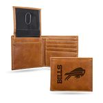 Rico Industries Laser Engraved NFL Brown Billfold Wallet, Buffalo Bills,