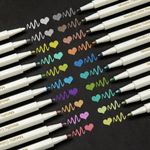 APOGO Metallic Pens Metallic Marker Pens for Scrapbooking, 20 Metallic Paint Pens for Black Paper Stocking Fillers Card Making, Art & Craft Supplies Glitter Pen for Kids Adults, Gifts for Tween Girls