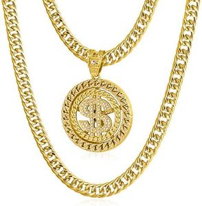 NYUK Necklace for Men with Dollar Sign Pendant (Style E 36'' length)
