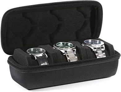 SAFEBUDDY Watch travel roll case box for 3 watches, hard safe transfer case with soft protective pillow,fit most watches up to 60mm face(3slot)