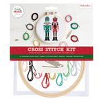 Simply Make Cross Stitch Kit - Nutcrackers Design for Kids and Adults, Including Hoop, Embroidery Thread, Fabric and Needle - Perfect for Adult Crafts and Beginners - Starter Cross Stitch Craft Kit