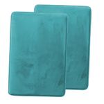 Clara Clark Non Slip Memory Foam Tub-Shower Bath Rug Set, Includes 2 Large Size 20 X 32 inches - Teal Blue