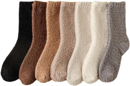 Kelabia Women Fuzzy Socks Warm Fluffy Socks Japanese Thick Slipper Socks Aesthetic Fleece Long Socks, 7 Pair, One Size