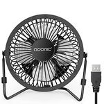 ADORIC USB Desk Fan, 4 inch Quiet Mini Desktop Cooling Fan With Adjustable Head For Home, Office And Travel-Black