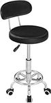 HOOBRO Height Adjustable Rolling Stool, 360° Rotating Drafting Chair, Multi-Purpose Office Desk Chair, Rolling Swivel Salon Stool Chair, for Barber Shop, Nail Salon, Office, Black SB01BY01G1