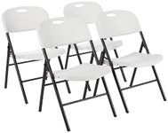 Amazon Basics Folding Plastic Chair, 157.5 kg Capacity, White, Set of 4