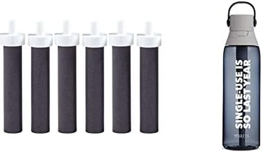 Brita Universal Bottle Filter 6ct and Brita Premium Filtering Water Bottle with Filter (Night Sky, 768 mL)