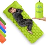 Kids Sleeping Pad for Camping and Sleepovers with Pillow, Inflatable Camping Mattress for Backpacking & Travel, Thick Toddler Cot Mat, Fast Inflating Camping Sleeping Pads for Kids (Green)