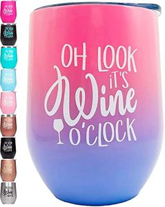 Prokitline Wine Tumbler With Sayings, Premium Stainless Steel Funny Wine Cup Glass for Men, Women, Sister, Mom, Friend (Purple-Pink)