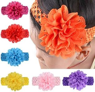 Ewanda store 16 Pcs Baby Girls Headbands Chiffon Flowers Hair Band with Crochet Ribbon Baby Hair Accessories for Newborn Toddler Infants Girls