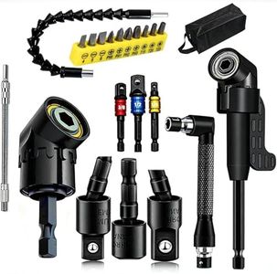 21pcs Right Angle Drill Attachment, 105 Degree Flexible Extension with Hex Shank, Rotatable Socket Adapter for Screwdriver Bits (black)