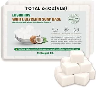 EDSRDRUS 4LB Unscented Glycerin Soap Base DIY Handmade Moisturizing Melt and Pour Soap Base for Crafting, Vegetable Glycerin & Coconut Oil, Easy to Cut (White,4LB)
