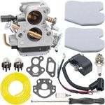 ZAMDOE Carburetor Air Filter Ignition Coil for Husqvarna 235 235E 236 236E 240 240E 120 MARK II Chainsaw for Jonsered CS2234 CS2238 CS2234S CS2238S, Tune Up Kit Replaces C1T-W33C 586936202 574719402