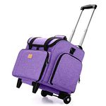 Luxja Serger Case with Detachable Dolly, Serger Bag with Removable Padding Pad (Fit for Most Standard Serger Machines), Purple