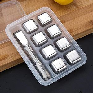 8 Piece Whiskey Stones, Stainless Steel ice Cube, with ice Tongs, Reusable Metal ice Cubes, Used for Whiskey, Juice, soda, Wine, Beer, Volt Cooling