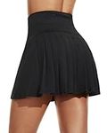 Betaven Pleated Tennis Skirts for Women with Shorts Pockets High Waisted Golf Skirt Skort Athletic Running Activewear A-Black Medium