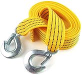 CarEmpire Premium 4M Long || Super Strong Emergency Heavy Duty || Car Tow Cable || 3 Ton Towing Strap Rope || with Dual Forged Hooks || Yellow Colour