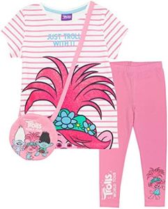 Popgear Trolls Sólo Amapola Troll con él Camiseta de Las Muchachas y Polainas Conjunto Multicolor 116 | Brillo de impresión, Que DHS Idea Bolsa, Regalo para Las Muchachas