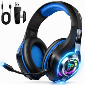 2.4GHz Wireless Gaming Headsets for PS5/PS4/Switch, New RGB Bluetooth 5.4 Noise Cancelling Gaming Headphones with 7.1 Surround Sound, 40mm Drivers, 276g Ultraligero, Memory Foam, 40Hrs Audífonos Gamer