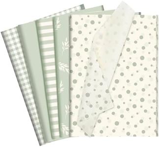120 Sheets Green Tissue Paper for Gift Bags, Sage Green Botanical Stripe Dot Gift Wrapping Paper Bulk for Boho Wedding Decorations, Baby Shower Birthday Party,DIY Crafts Packaging, 14 x 20 Inch
