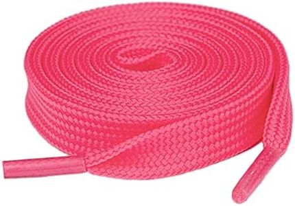 Olukssck 1 Pair Flat Shoe Laces for Sneakers, 2/5" Wide Athletic Shoelaces Hot Pink 48 inch(122cm)