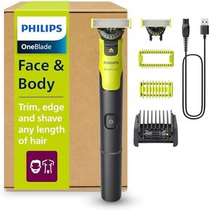 PHILIPS OneBlade 360 Face & Body mit App-Anbindung - elektrischer Rasierer, Trimmer & Bodygroomer, 2x 360 Klingen, verstellbarer Trimmaufsatz, 2x Körperaufsätze, für Gesicht & Körper (QP4631/30)