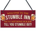 RED OCEAN Stumble Inn Garden Bar Hanging Plaque Alcohol Man Cave Vintage Beer Gin Shed Sign