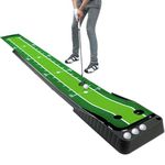 Asgens Putting Green Indoor Golf Putting Mat - Easy to Assemble with Automatic Ball Return and Distance Marker, Velvet Surface Suitable for Office, Recreation Room, Patio - 9.8 Feet with 3 Bonus Balls