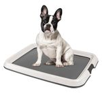 IRIS USA Pee Pad Holder, Medium Dog Pad Holder, Secured Latches, Non-Skid Rubber Feet, High Polish Finish for Easy Cleaning, Leak Protection Indoor Potty Tray, Dark Gray