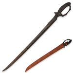 SV 0181 Handmade cast Manganese Steel 52HRC Chopping Sword Sharp, Pirate Captain, Full Tang, Outdoor, Hunting, Camping, Hiking, Survival, Leather Sheath, 33.9 inches