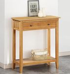 Hallowood Furniture Aston Oak Wide Console Table with One Large Drawer, Wooden Console Table with Shelf, Narrow Dressing Table, Telephone Table, Lamp Table, Hallway Table