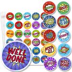 510 Reward Stickers for Children - Well Done Thank You Teacher Supplies Stickers with Shiny Silver Sparkly Sparkling Holographic Edge, Praise Good Work, Potty Training & Behaviour (Comic)