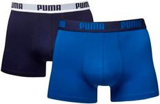 PUMA Men's Basic Short Boxer 2 Pack Blue Underwear Small