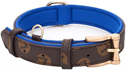 blu&ben Soft Leather Collar Durable Padded Dog Leather Collar Rolled Leather Collar Strong Alloy Hardware Adjustable for Small Medium Large Dogs