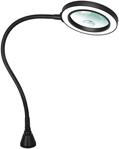 Magnetic Magnifying Lamp,3 Color Modes Soldering Flexible Gooseneck 10x&5X Magnifying Glass Lamp for Helping Hands Station or Heavy Duty Soldering Work Base Station