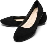 Rominz Women's Flats Shoes Round Toe Flats Black Flats Shoes Women Ballet Flats for Women Dressy Shoes Nude Flats, Black, 7 US