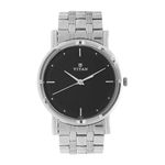 Titan Men's Elegance Stainless Steel Analog Watch: Black Dial with Sleek Link Strap-NN1639SM02