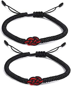 kelistom Handmade Buddhist String Bracelets for Women Men Boys Girls, Tibetan Adjustable Woven Rope Bracelet for Protection and Luck, Red and Black, 2or 6 pcs/set