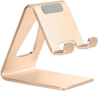 Aoviho Desk Cell Phone Stand Phone Holder, Aluminum Phone Cradle Dock for iPhone17 16 15 14 13 12 pro Mini 11 X Xs max 8 7 6 6s Plus SE Samsung All Smart Phones, Rose Gold