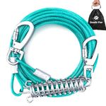 Tie Out Cable for Dogs, 50FT Dog Leads for Yard Chew Proof, Heavy Duty Dog Tie Out Cable for Large Dogs Up to 125lbs, Durable Dog Runner for Yard or Camping