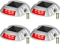 Happybuy Driveway Lights 4-Pack Solar Driveway Lights Bright Red with Screw Solar Deck Lights Outdoor Waterproof Wireless Dock Lights 6 LEDs for Path Warning Garden Walkway Sidewalk Steps