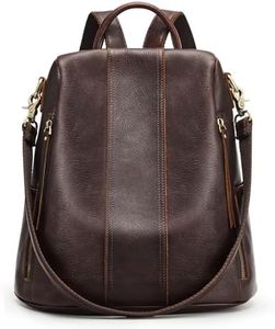 S-ZONE Leather Backpack Purses for Women Antitheft Soft Rucksack Ladies Shoulder Bag Medium