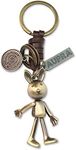 AuPra Bunny Keyring Gift Women & Men Leather 3D Rabbit KeyChain Home Car Door Keys Holder Ladies Animal Funny Present