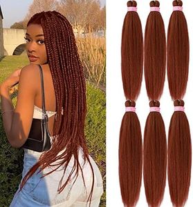 MSBELLE Ginger Braiding Hair Braiding Hair Pre stretched 100g/Pack Ombre Braiding Hair for Braiding 6Pcs/Lot Pre stretched Braiding Hair Hot Water Setting (26 INCH, Ginger)