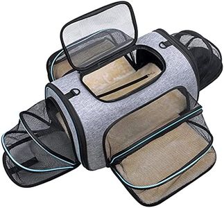 Siivton Pet Carrier Airline Approved, 4 Sides Expandable Cat Carrier Bag with Removable Fleece Pad, Large Soft Sided Pet Travel Carrier, Dog Carrier for Cats, Puppy and Small Dogs