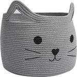 RUGSZONE Basket Cute Storage Basket with Handles Dog Toy Basket Blanket Basket for Living Room Baby Toy Basket Nursery Décor Basket (Large, Grey N)