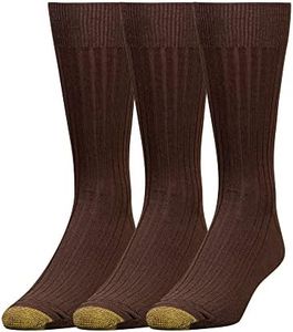 Gold Toe Men's Canterbury Dress Sock, Brown,Sock Size 10-13, 3-Pack(Shoe Size 6-12.5)