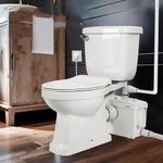 Macerating Two-Piece Toilet with Pump for Basement Upflush System, Powerful & Quiet Sewage Waste Water Lift Pump with 4 Water Inlet & Built-in Vent, Single Flush Style